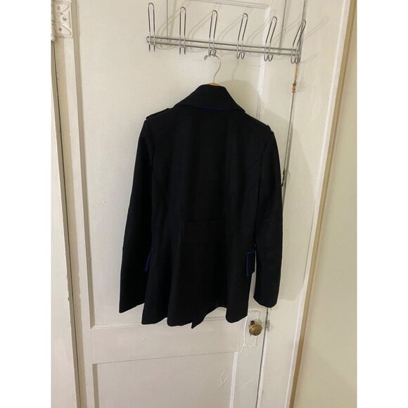 BCBGMaxazria Women's Black Wool Blend Double Breasted Pea Coat - Large - Picture 4 of 12